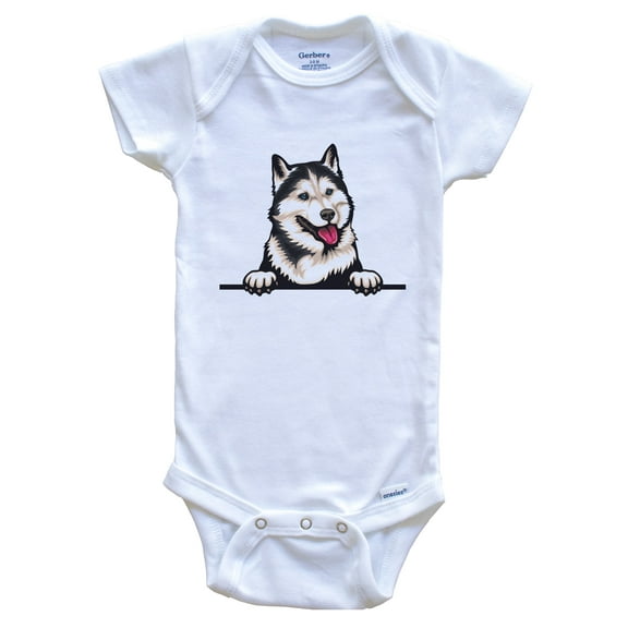 Siberian Husky Dog Breed Cute Baby Bodysuit v2, 0-3 months white