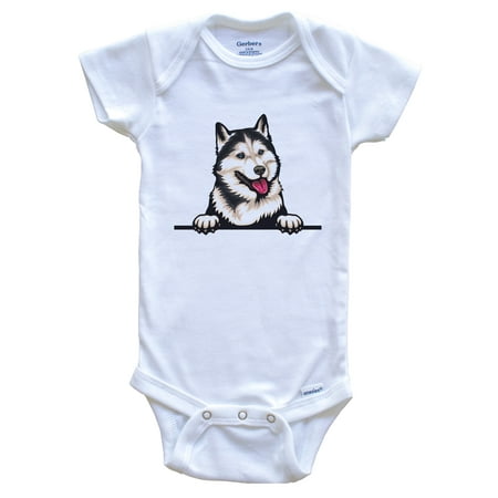 

Siberian Husky Dog Breed Cute One Piece Baby Bodysuit v2 6-9 months white