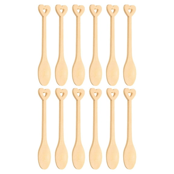 IMIKEYA 12Pcs Bamboo Spoons Set with Heart Handles Lightweight Kitchen Serving Utensils