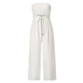 thumbnail image 5 of ZAZYULZ Resort Wear for Women Elegant And Casual Women's Strapless Sleeveless Wide Leg Jumpsuit With Tie Belt(White,L), 5 of 6