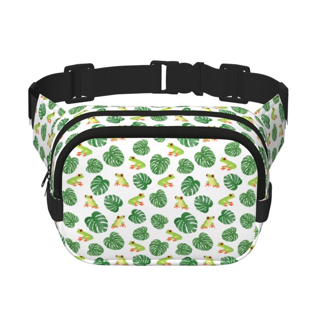 Easygdp Frogs And Tropical Leaves Fanny Packs para Mujeres y Hombres, Bolsa de Cinturón, Bolsos de Cruz para Trabajo/Correr/Senderismo