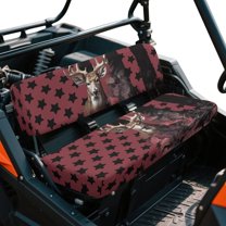 Yuyamidu Red American Flag UTV Accessories Seat Covers Deer UTV Seat Covers Universal for Kawasaki Mule 300 3010 3020 4000 4010 2001-2023 2025, Easy to Install Elastic Fabric