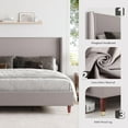 thumbnail image 3 of Merluxy Queen Bed Frame with 51.2" Wingback Headboard,Linen Upholstered,No Box Spring Needed,Light Grey, 3 of 9