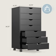 7 Drawer Mobile File Cabinet with Wheels, Under Desk Storage Organizer for Bedroom/Office/Home, Black
