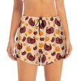 thumbnail image 2 of Goofa Thanksgiving Turkey and Pumpkin Printed Women 2 in 1 Running Shorts,Quick Dry Athletic Workout Shorts,High Waisted Athletic Shorts with Liner Pockets-, 2 of 9