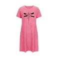 thumbnail image 5 of Wancir Women's Soft Dragonfly Print Lounge Dress, Plus Size Short Round Neck Nightdress, 5 of 5