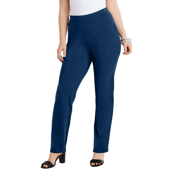 Roaman's Women's Plus Size Straight Leg Ultimate Ponte Pant