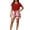 Red, variant on Enjoytime Summer Outfits for Women Solid Short Sleeve Tops with Print Shorts 2 Piece Sets Business Casual Travel Matching Clothing