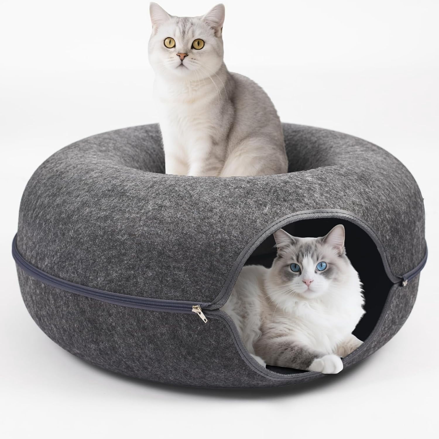 Cat Caves for Indoor Cats, Large Cat Tunnel for Multiple & Large Cats, Scratch Detachable Peekaboo Cat Cave Bed, Kitten Donut Kitty Hideaway Up to 45 Lbs : Pet Supplies
