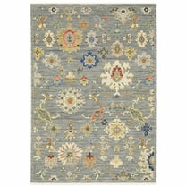 HomeRoots Grey Ivory Gold Salmon And Green Oriental Power Loom Stain Resistant Area Rug