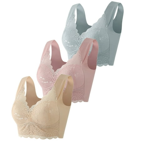 Yubnlvae bras for women 3 Pieces Lace Bra Plus Size Bra Women Underwear Bralette Crop Top Female Bra Large Multicolour