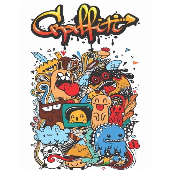 Graffiti: Street Art Coloring Book For Teens Adults, 50 Amazing Graffiti drawing, Calm & Relaxation, (Paperback)