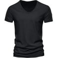 thumbnail image 5 of MIXUE Shirts For Men Summer Solid Color V Neck Short Sleeve Zipper Casual Pullover Tops T Shirts Daily-Wear,Black,XXXXXL, 5 of 5