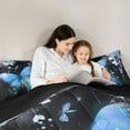 thumbnail image 5 of Castle Fairy Blue Floral Butterfly 3 Pieces Queen Comforter Set for Kids Children Teens,Dreamy Princess Ultra Soft Bedding Sets,Abstract Gradient Bedding Comforter Set Breathable, 5 of 8