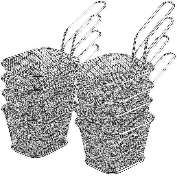 2024, cesta para freír de 8 piezas, cestas para freír de acero inoxidable, cesta para freidora, mini cesta para exhibición de alimentos para freír patatas fritas, cesta para freír pequeña para pollo