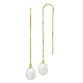thumbnail image 5 of 14K Yellow Gold 7-8mm White Rice Fw Cultured Pearl Box Chain Necklace Threader Earrings, 5 of 7