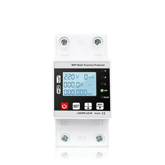 63A TUYA Smart Earth Leakage Over Under Voltage Protector Relay Device Switch Breaker Energy Power KWh Meter ,Long Lasting