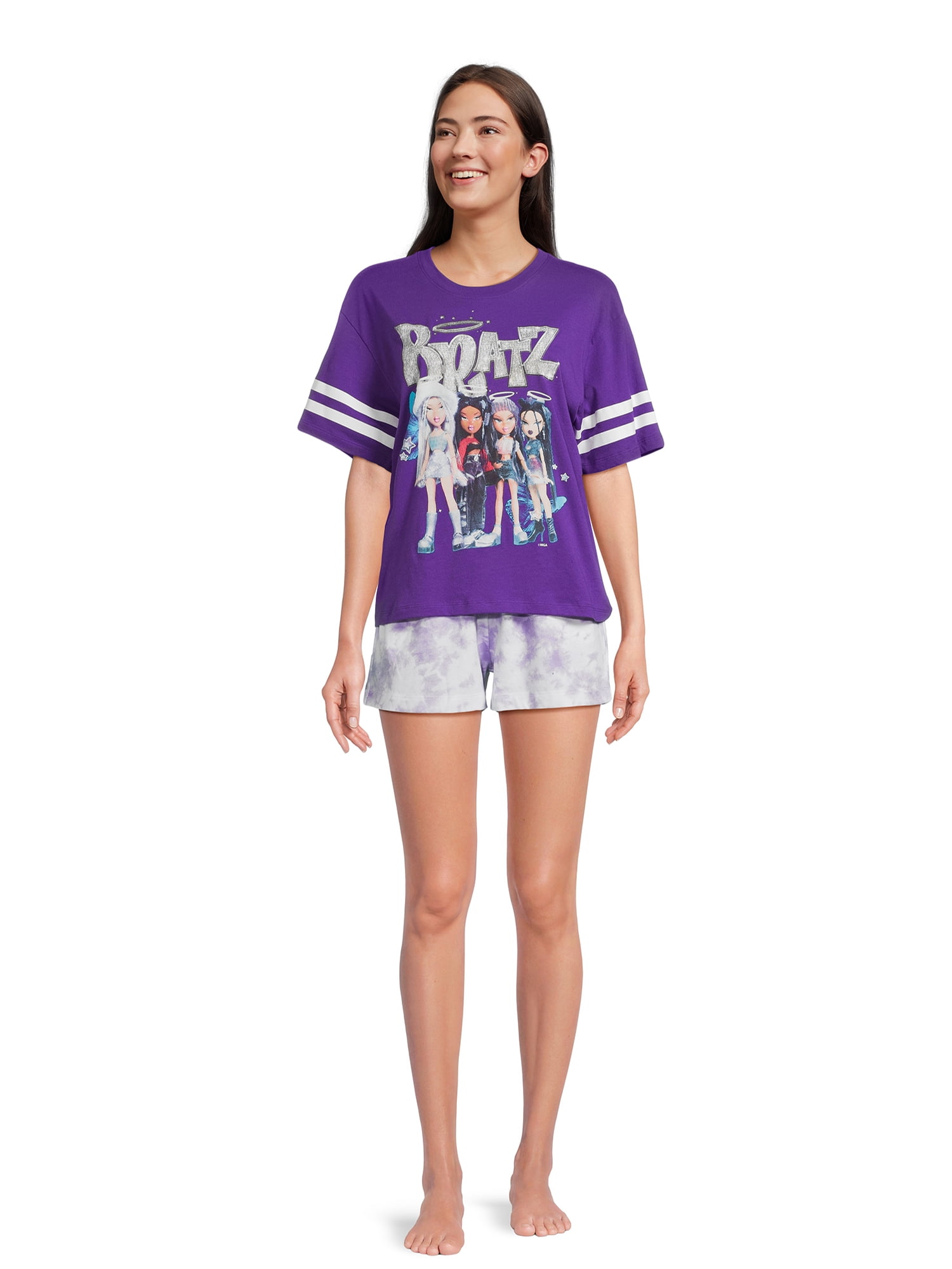 Bratz Women’s Graphic Tee and Shorts Lounge Set, 2-Piece, Sizes XS-3X