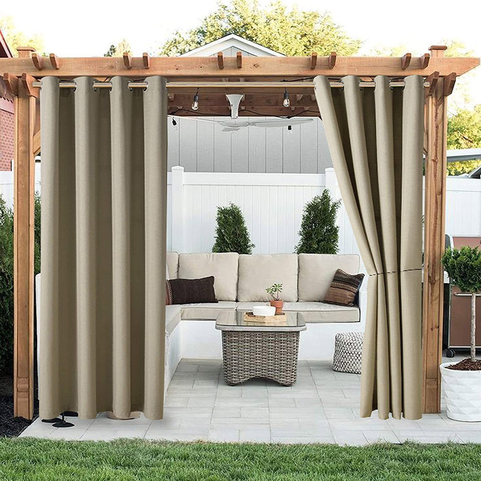 𝐖aterproof Outdoor Curtains Privacy 𝐔𝐕 Block Thermal Insulating Curtains for Patio Porch Pergola Pavilion Terrace Shades Blinds