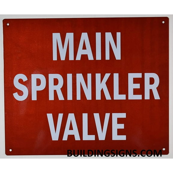 Main Sprinkler Valve Sign (RED, Reflective, Aluminium 10x12)(ref-2022-4)
