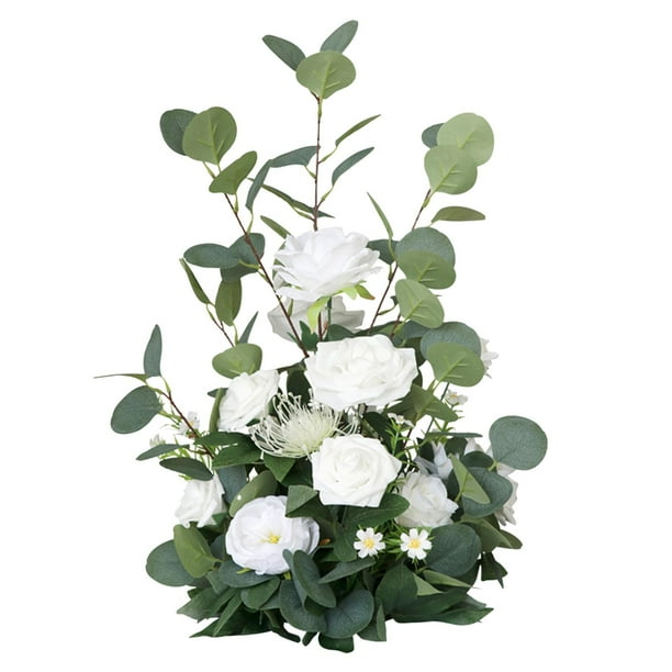 Ramos de flores artificiales, centros de mesa y arreglos florales de seda realistas. Flor blanca