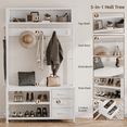 thumbnail image 2 of Laintene Hall Tree with Bench – 5-in-1 Entryway Shoe Rack with 7 Hooks, 3 Drawers & Shoe Storage, Heavy-Duty Coat Rack for Industrial Hallway, Living Room, White, 2 of 8