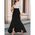thumbnail image 3 of Women'S Casual Plaid Mermaid Maxi Skirt A Line Irregular Ruffle Hem Fishtail Long Skirt Pure Black XXXL, 3 of 5