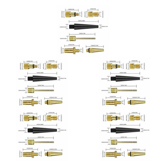 bedienty 26x Bicycle Valves Adapter Copper Set Ergonomic Pump Adapters Combinations Inflator Tool Parts Mountain Bike Use 5Set