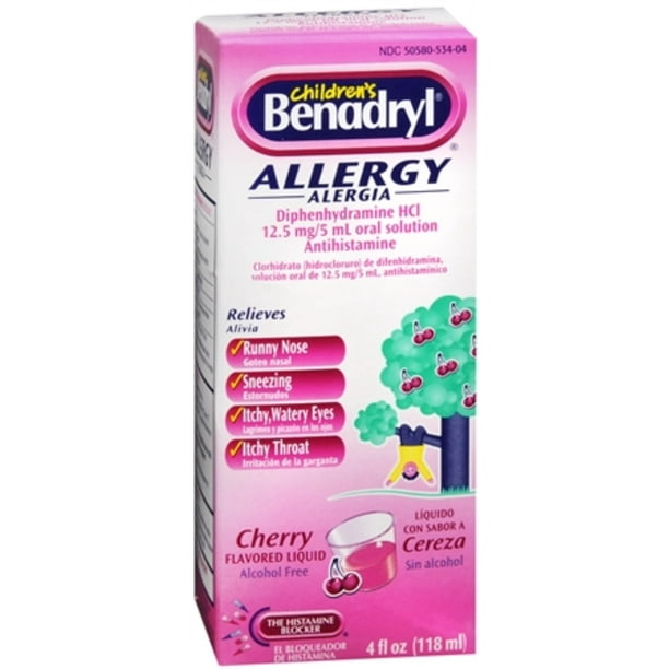 Benadryl Allergy Liquid Cherry 4 oz (Pack of 4)
