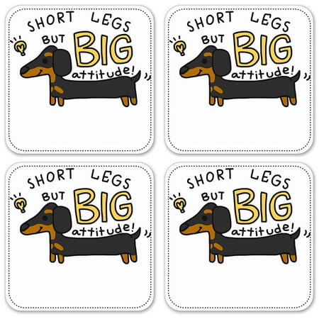 

Vinyl Drink Coasters - Set of 4 - Dachshund - Short Legs Big Attitude