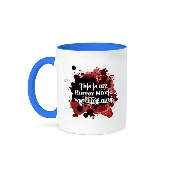 3dRose, This is my Horror Movie watching mug - for scary halloween film fans, 11oz Two-Tone Blue Mug