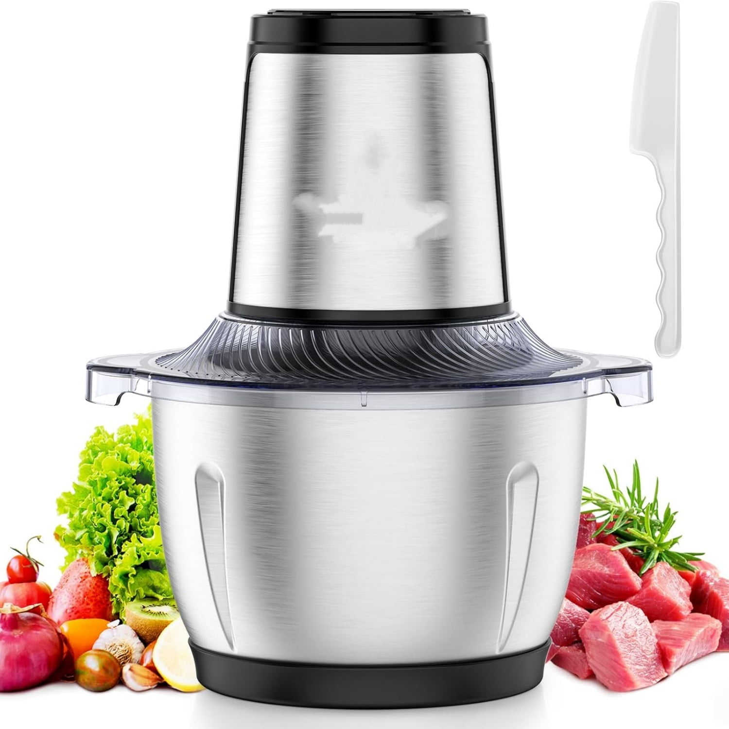 Food Processor Small, 6 Cup Food Chopper with Container, 1.5L 250W Electric Meat Grinder for Home Use, Stainless Steel Mini Food Processor for Kitchen, Vegetable, Onion, Garlic, Salad