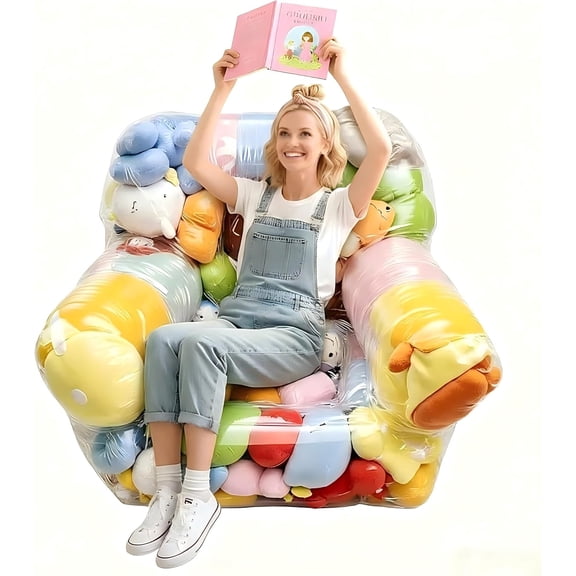 Clear Stuffed Animal Storage Bean Bag Chair Cover for Kids,Extra Large Beanbag Chair Cover with Zipper,PVC Bean Bag Chair Plush Toys Storage & Organizing (transparent, 100*90cm/39.37*35.43inch)