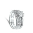 thumbnail image 4 of Solitaire Clear CZ Wedding Ring Set .925 Sterling Silver Band White Jewelry Female Size 7, 4 of 4