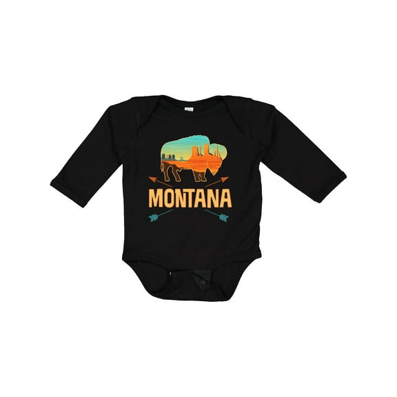 Inktastic Montana Gift Buffalo Silhouette Boys or Girls Long Sleeve Baby Bodysuit