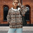 thumbnail image 2 of Uorisanigo Native Aztec Womens Zip Up Hoodies Sweatshirt Loose Pocket Oversized Drop Shoulder Sweatshirt Lightweight Fashion Winter Fall Clothes Size 2XL, 2 of 7