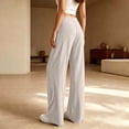 thumbnail image 3 of HomeDM Lounge Pants for Women Straight Leg Drawstring Casual Trousers Beige Athletic Work Pants with Pockets Size L, 3 of 6