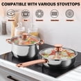 thumbnail image 4 of Walchoice 8-Piece Stainless Steel Cookware Set, Kitchen Pots and Pans Set with Glass Lid for Cooking, Kitchen Cookware Set with Utensils, Induction & Dishwasher Safe, Copper, 4 of 8