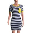 thumbnail image 4 of Henpk Summer Dresses for Women Striped T Shirt Dress Casual Midi Dress Short Sleeve Sundress with Pockets Stripe Print Fashion Dress Short Sleeve Mini Dress Yellow XXXL, 4 of 7