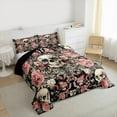 thumbnail image 3 of Manfei Horror Halloween Skull Bedding Comforter Set,Romantic Flower Rose Twin Comforter Sets,Gothic Theme Bedding Set For Teens,Microfiber Bedroom Decor Reversible,2pcs, 3 of 8