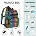 thumbnail image 6 of Rainbow Checkerboard Backpack for School,Cute School Bag,Schoolbag with Adjustable Shoulder Straps & Padded Back,15.25"x11.5"x5.25", 6 of 6