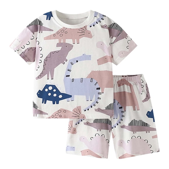 JIRNDf Ensembles Courts pour Garçons Décontractés Deux Pièces T-Shirt à Manches Courtes à Col Rond et Pantalon à Taille Élastique pour Enfants Confortables Tenues d'Été Mignonnes pour Garçons Beige 6-7 Ans