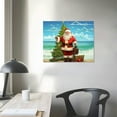 thumbnail image 3 of JEUXUS Oil Painting Canvas Artworks Funny Santa Claus Christmas Tree on Beach Photo Prints Wall Art Blue Ocean Sky Seascape Stretched and Framed Poster Pictures for Kitchen 20x16in, 3 of 4