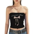 thumbnail image 2 of Women's Summer Slim Tube Tops, Letter Bowknot Print Strapless Sleeveless Vest Slim Show Navel Crop Tops, 2 of 4