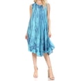 thumbnail image 5 of Sakkas Nora Sleeveless Embroidered Short Tie Dye Caftan Dress / Cover Up - 2-PacificBlue - One Size, 5 of 5