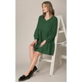 thumbnail image 5 of Made by Johnny Women's Casual Long Sleeve V-Neck Loose Flowy Swing Shift Dress XL GREEN, 5 of 5