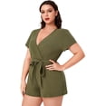 thumbnail image 3 of ORUYROP Women's Asymmetrical Solid Overlap Bodycon Workwear Skirt, 3 of 7