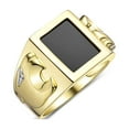 thumbnail image 3 of RYLOS Men's Rings Yellow Gold Plated Silver Designer Ring Tiger Head On Both Sides Diamond in the Eyes and Black Onyx Rings For Men Size 10, 3 of 6