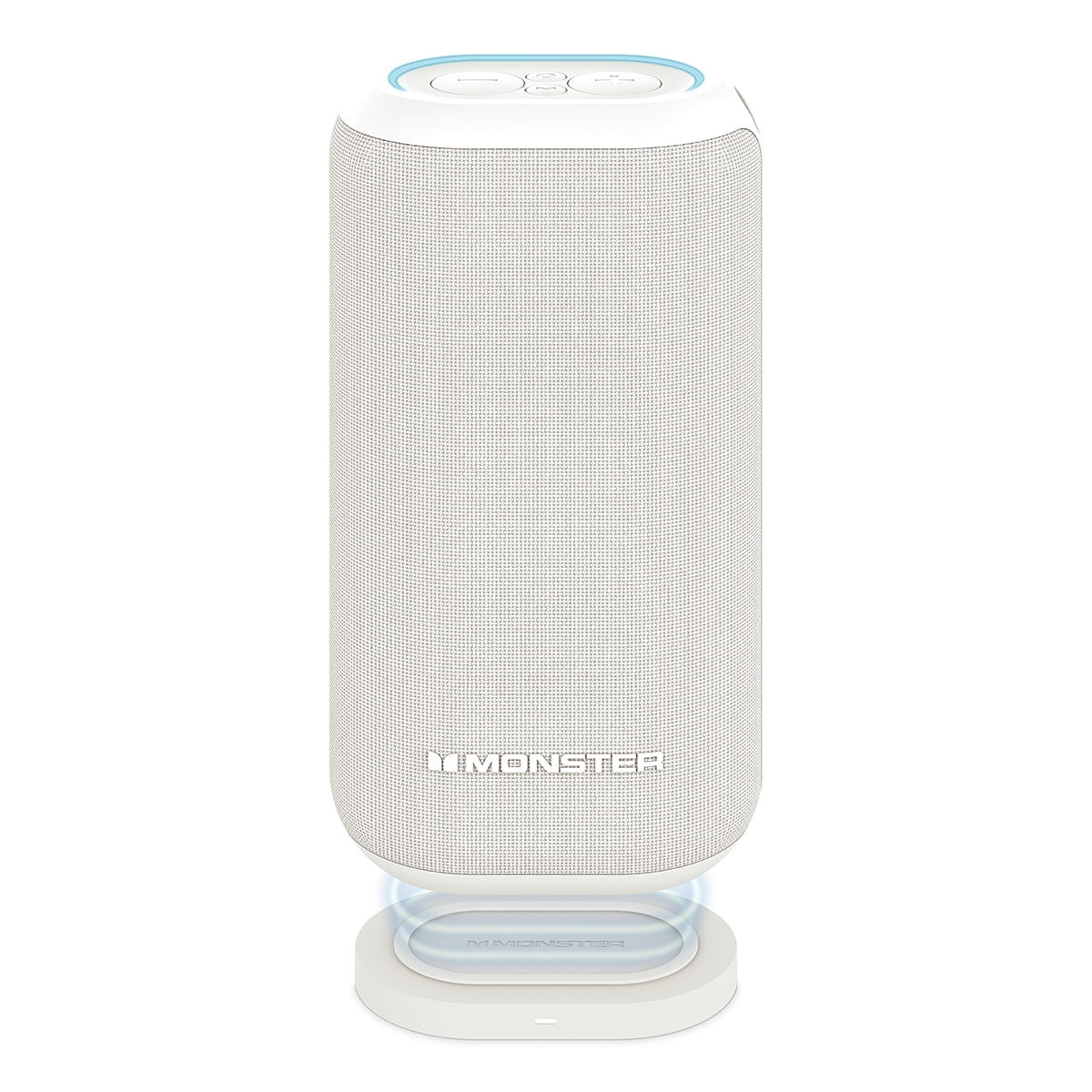 Monster DNA MAX Waterproof Bluetooth Speaker with Qi Wireless Charging Pad & Reverse USB-C Charging (White)