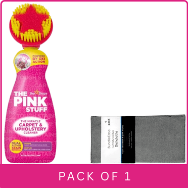 The Pink Stuff Carpet & Upholstery Stain Remover with Scrubber, 16.9 fl oz with Microfiber Solid Color Towel by BundleEase